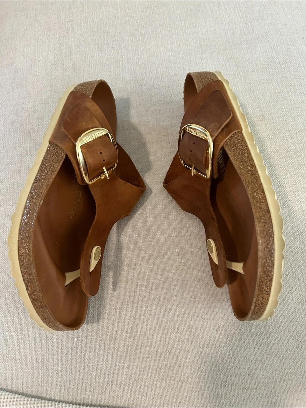 Birkenstock Women's Gizeh Big Buckle Sandals Cognac Oiled Leather, Size 10, NWOT